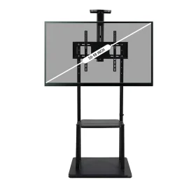 TV Stand with Wheels | Fits 50-98 Inches TV | Heavy Duty Material | Tilt & Height Adjustable Rolling TV Stand | Movable TV Stand | Flexible Shelf | Cable Management